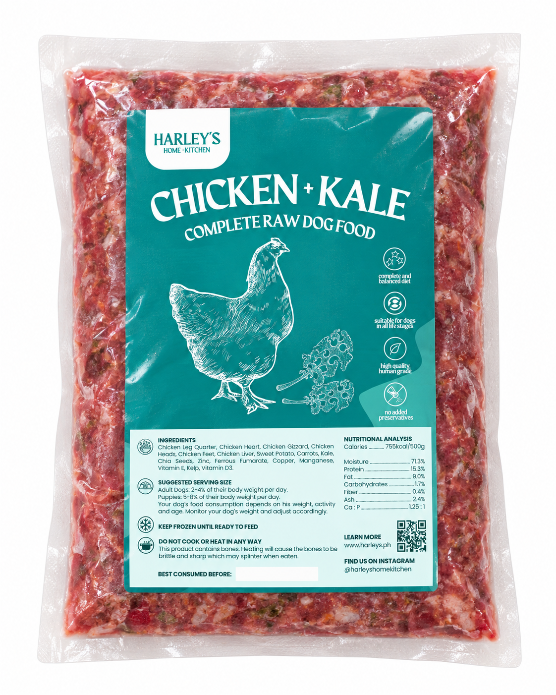 Chicken + Kale Raw Meal for Dogs