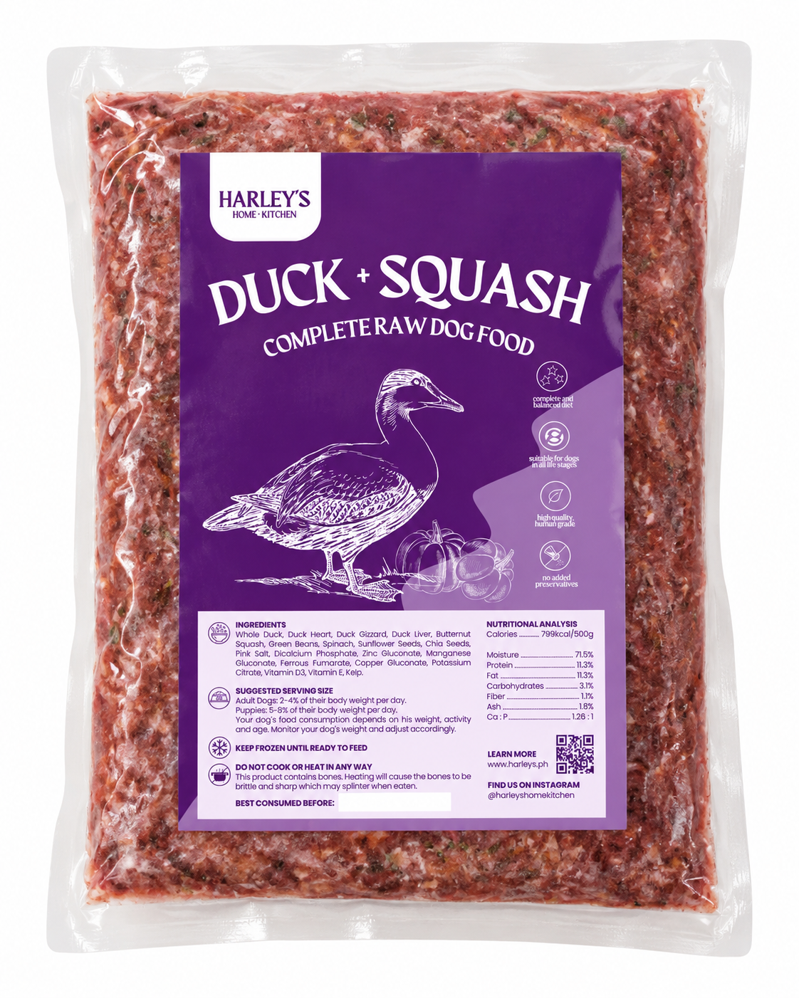 Duck + Squash Raw Meal for Dogs